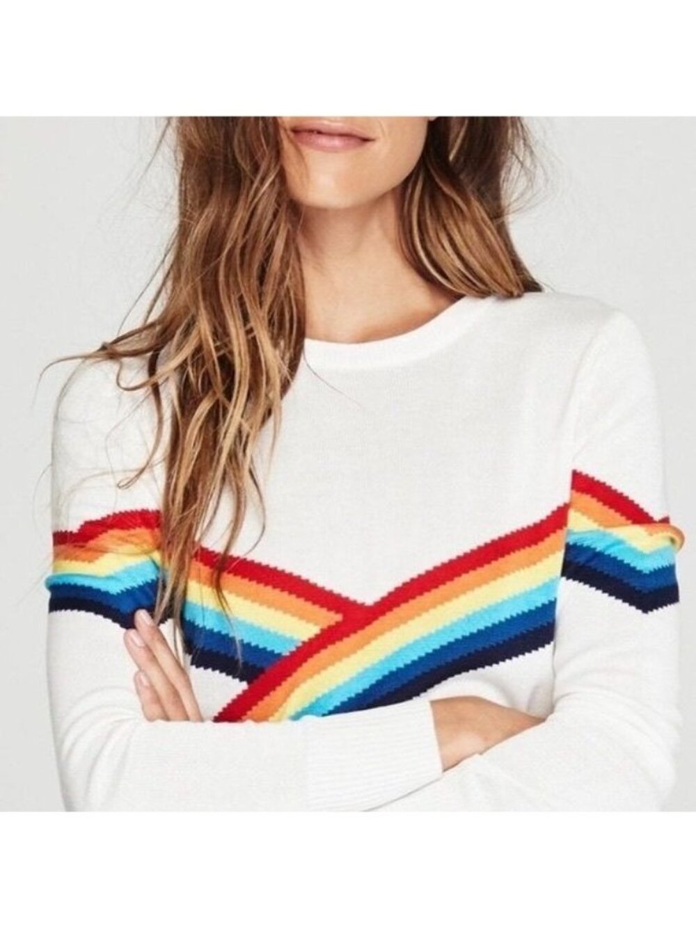 Madeleine Thompson Beatrice Rainbow Stripe Cashmere Sweater